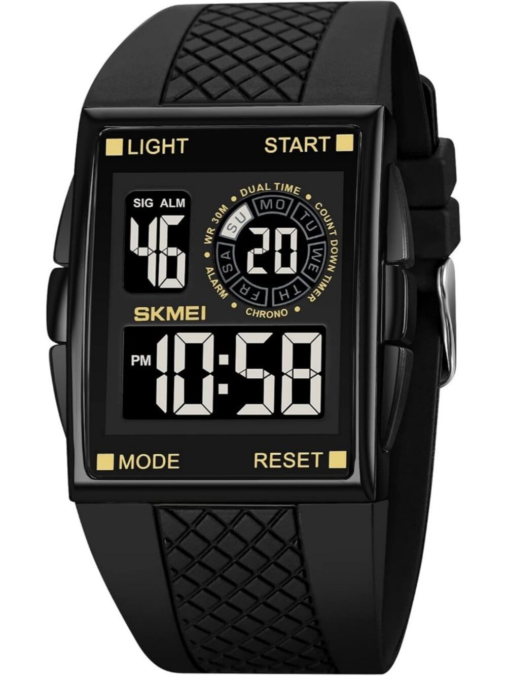 Men's Black Gold Sports Military Digital Airplane Shaped LED Light Wrist Watch